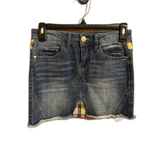 Dollhouse Denim Mini‎ Skirt Blue Yellow Size 0 W24